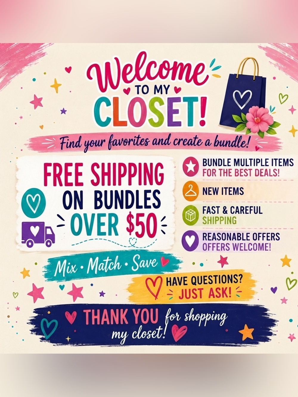 Welcome to My Closet Colorful Promotional Sign